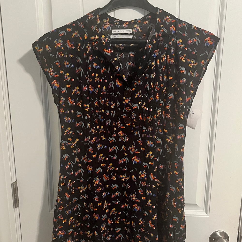 Urban Outfitters Black Floral Midi Dress